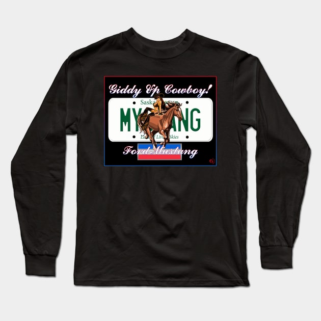 Mustang Pin-Up Girl- Saskatchewan Rework Long Sleeve T-Shirt by Sean Damien